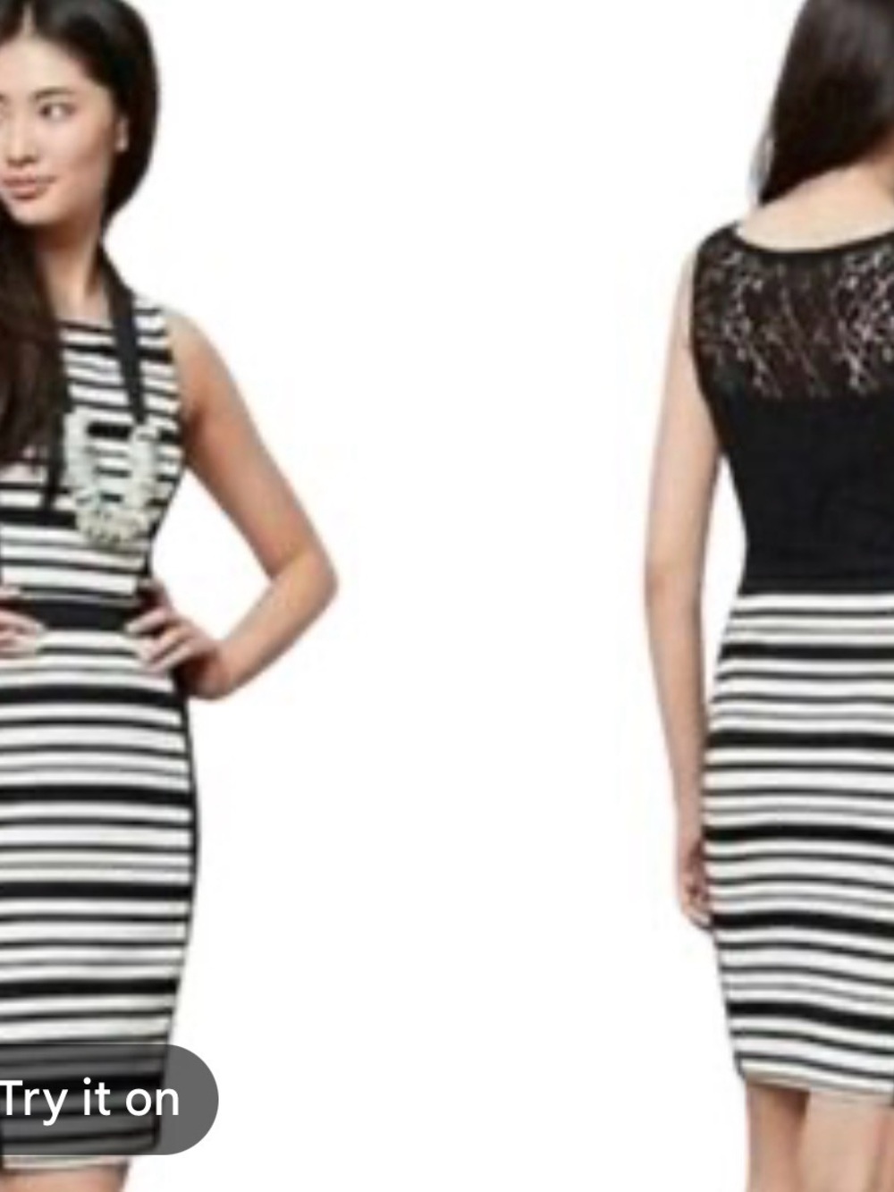 Weston Wear by Anthropologie Black and White Striped Sheath Dress with Lace Back